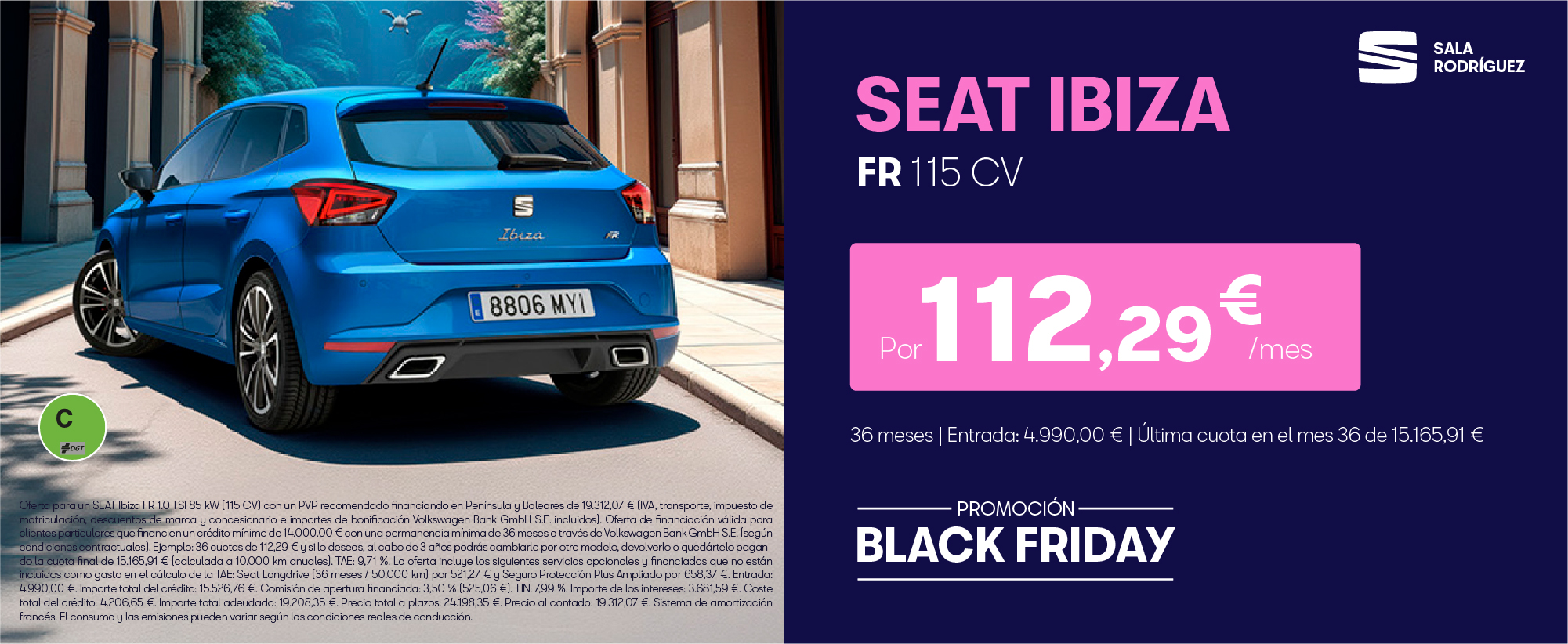 ¡Ofertón! SEAT Ibiza FR 115CV por 112,29€